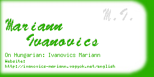 mariann ivanovics business card
